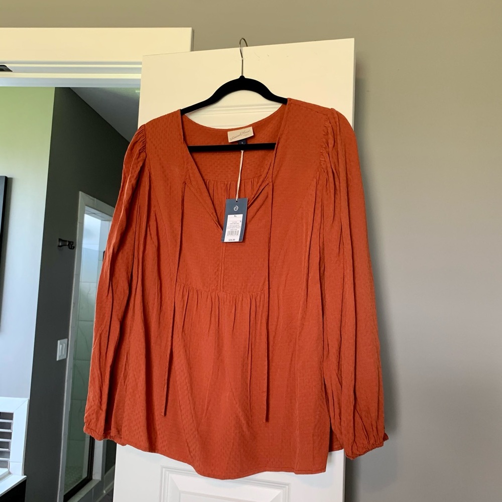 NWT UNIVERSAL THREAD ORANGE PEASANT BLOUSE SZ XL